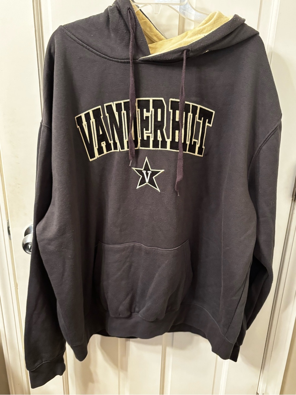 Vanderbilt Hooded Sweatshirt in Black with Tan Lining